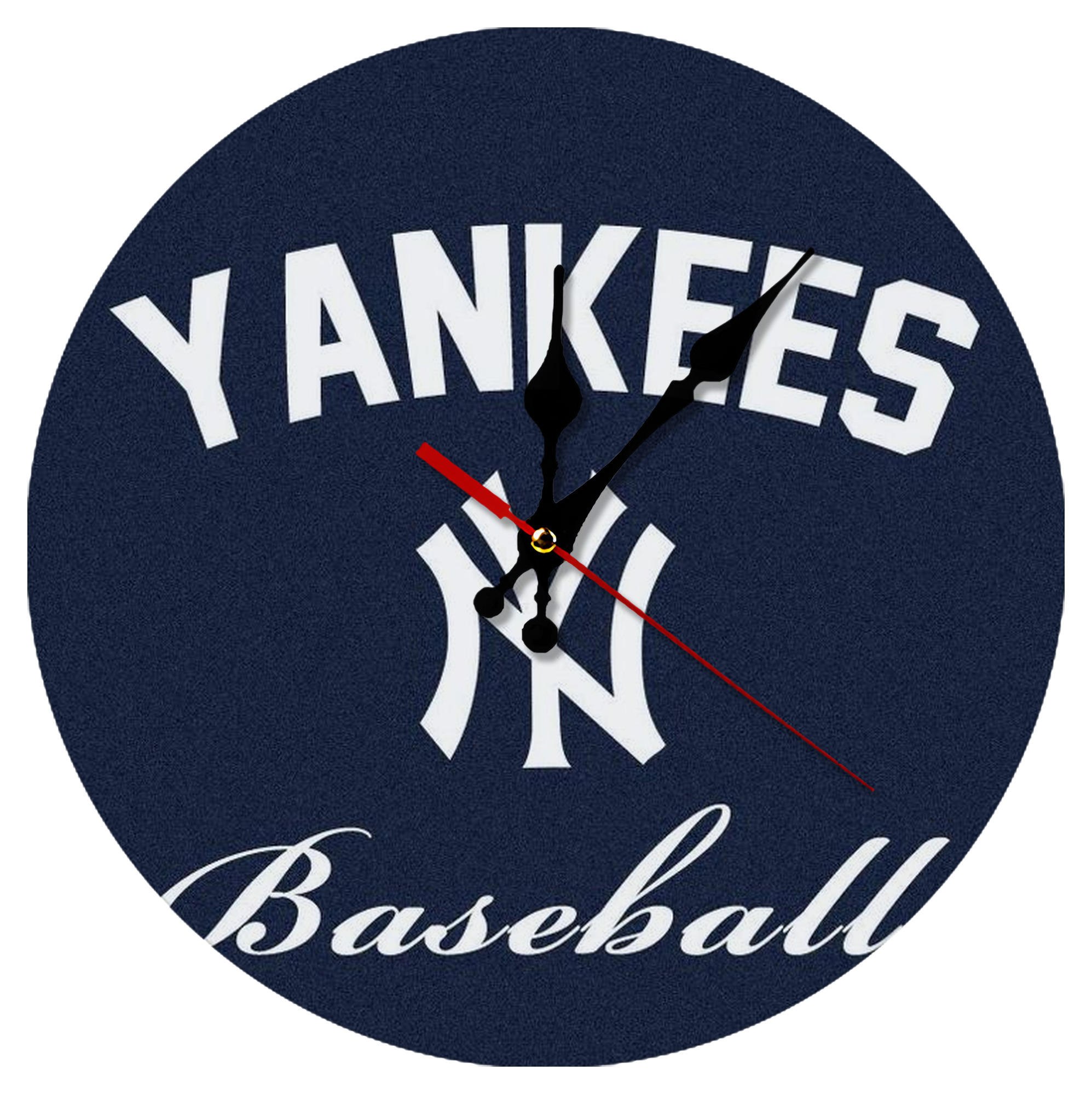 New York Yankees Baseball Silent Round Wall Clock – Modern & Stylish DIY Design, Durable Wood Construction, Easy To Install – Perfect For Office, Bedroom, Living Room, And More